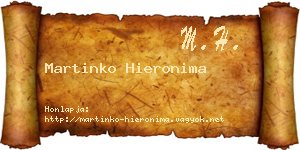 Martinko Hieronima névjegykártya